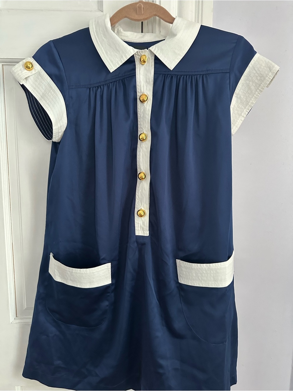 Forever 21 Navy and White Girls' Button-Front Dress